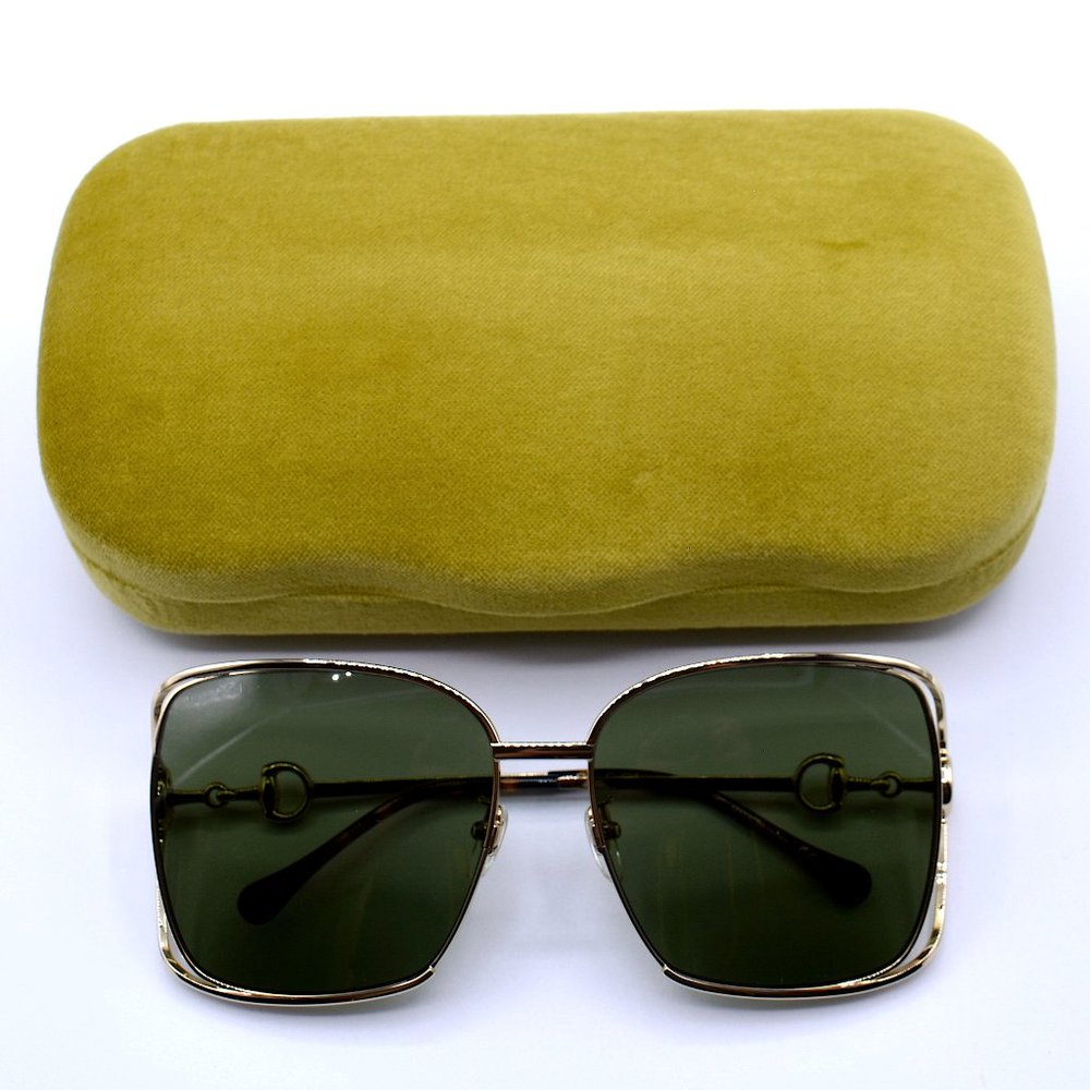 NEW GUCCI GG1020S 003 GOLD GREEN GRADIENT AUTHENTIC SUNGLASSES - Picture 14 of 14